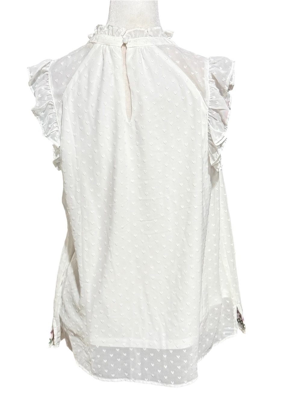 Savanna Jane Embroidered Swiss Dot Ruffle Blouse - Cottagecore Ivory Small - Picture 3 of 4